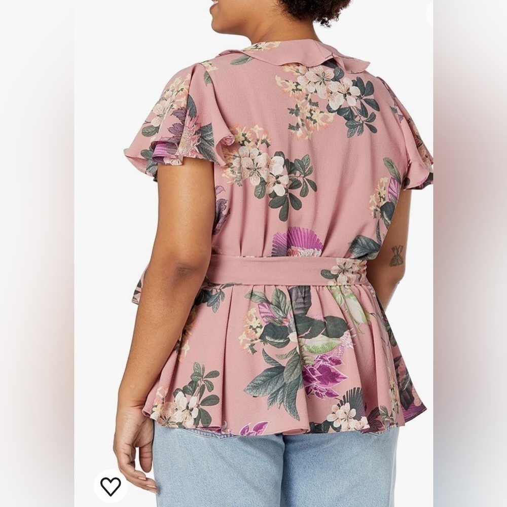 CITY CHIC PLUS SIZE HEARTWINE SHIRT NO TIE BELT NEW PLUS SIZE 22 - Picture 2 of 3